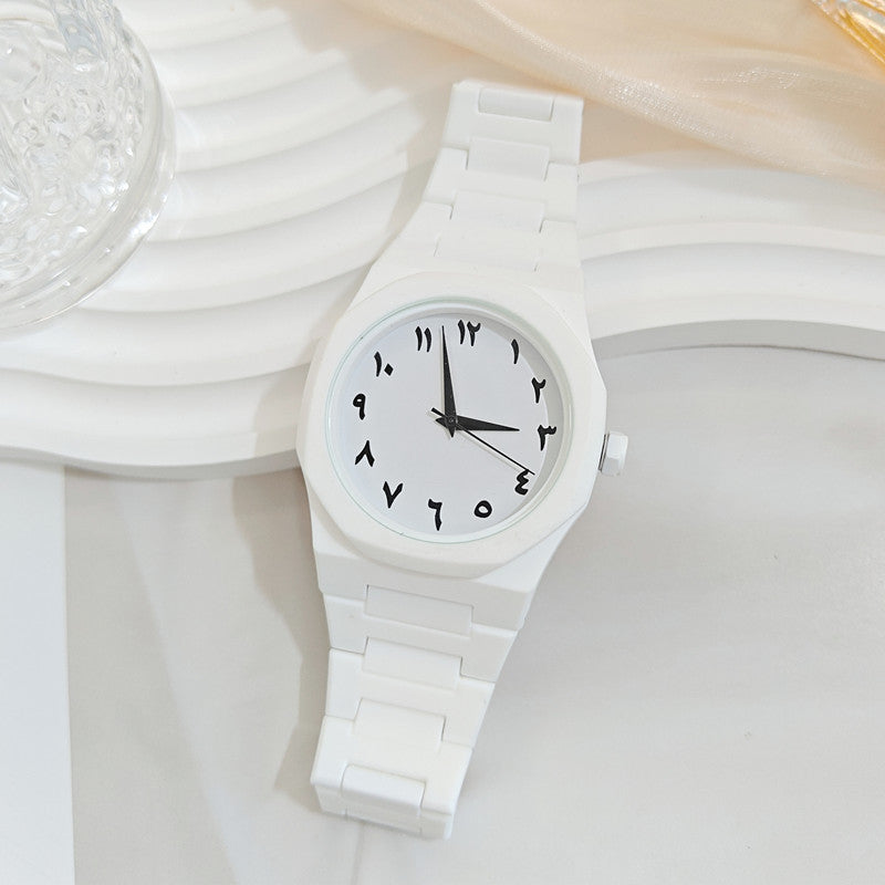 Elegant White Aura Watch with Numberals Dial