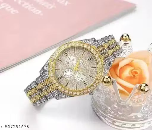 Sartaj store - luxury iced out moissanite daimond dubble colour premium quality analog watch