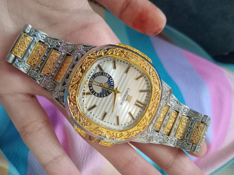 New Trending Abudhabi Collection Golden silver Luxury Chain Analog watch for men Boy