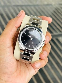 Premium Watch for Men with Two-Tone Black and Silver Colored Chain Watch for Men Stainless Steel and Scratch Resistance