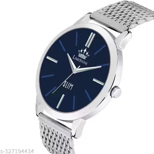 LIMESTONE Mesh Design Chain Minimalist Slim Meta Quartz Analog Watch - For Men