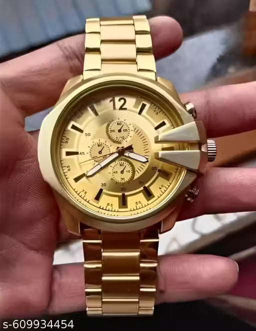 Luxury Golden Stainless Steel Men’s Analog Watch ⌚ | Stylish Royal Party Wear Wrist Watch for Boys & Men | Premium Golden Watch for Wedding, Gift & Daily Use