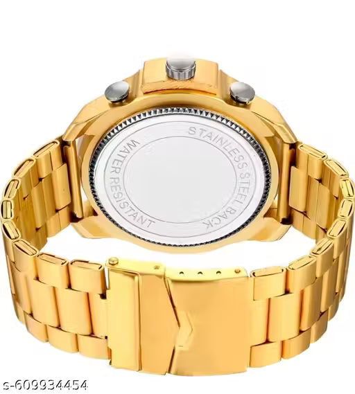 Luxury Golden Stainless Steel Men’s Analog Watch ⌚ | Stylish Royal Party Wear Wrist Watch for Boys & Men | Premium Golden Watch for Wedding, Gift & Daily Use