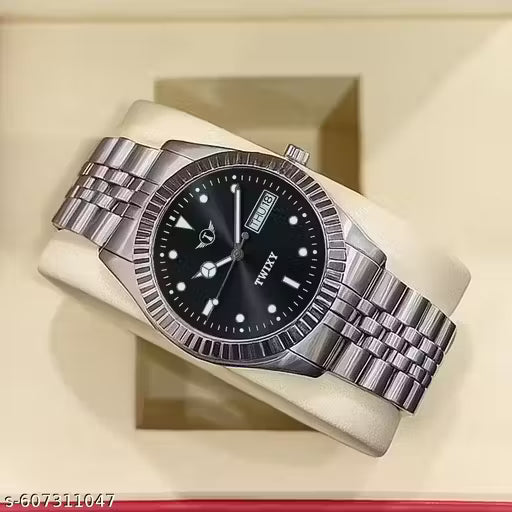 TWIXY Premium Lock RLX Design Day-Date Function Working Adjustable Chain Analog Watch - For Men