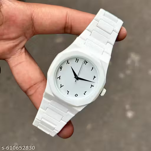 Elegant White Aura Watch with Numberals Dial