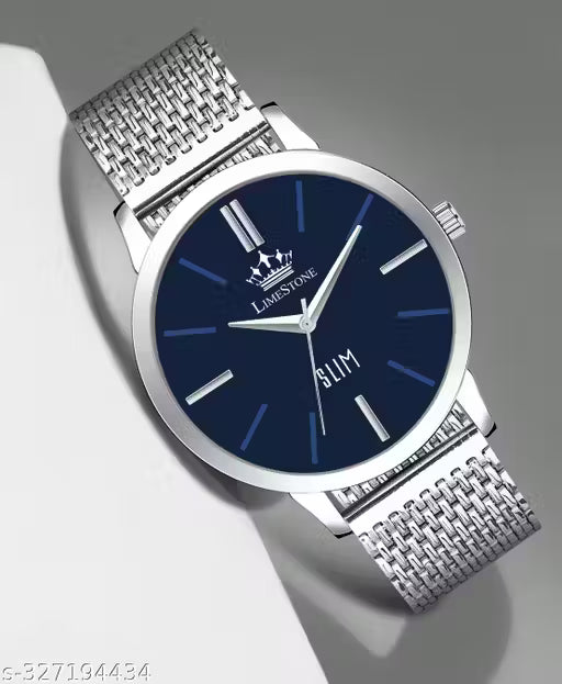 LIMESTONE Mesh Design Chain Minimalist Slim Meta Quartz Analog Watch - For Men