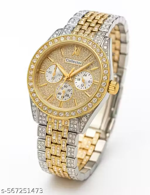 Sartaj store - luxury iced out moissanite daimond dubble colour premium quality analog watch