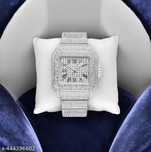 Shehriz ST-110 Analog Trending Luxury Diamonds Watches for Men, Mens & Boys Stone Rhinestone Diamond Wrist watch (silver)