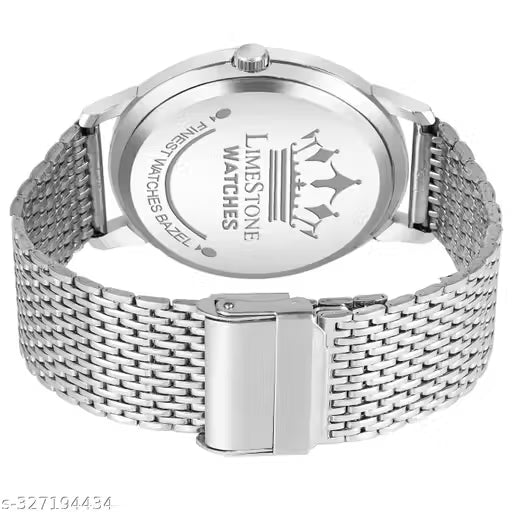 LIMESTONE Mesh Design Chain Minimalist Slim Meta Quartz Analog Watch - For Men