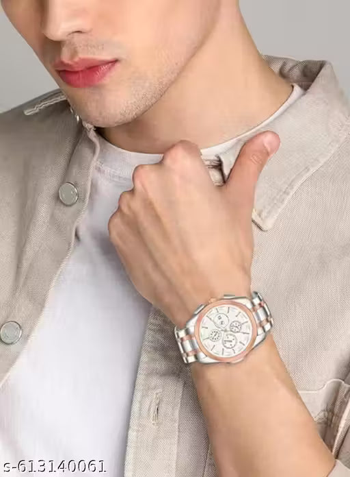Luxury Tissot Style Chronograph Men's Watch – Silver & Rose Gold Edition