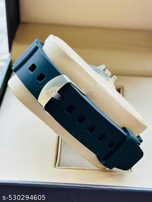 Two-Tone Gold and Black Men Watch/Watches & Branded Day&Date Primium Quality Adjustable Silicon Strap Watch For Men Analog Watch - For Boys