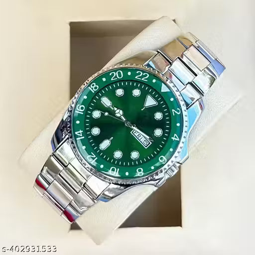 Latest Men Green Stainless Steel Analog Watch