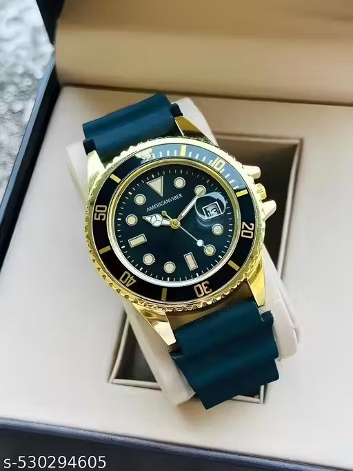 Two-Tone Gold and Black Men Watch/Watches & Branded Day&Date Primium Quality Adjustable Silicon Strap Watch For Men Analog Watch - For Boys