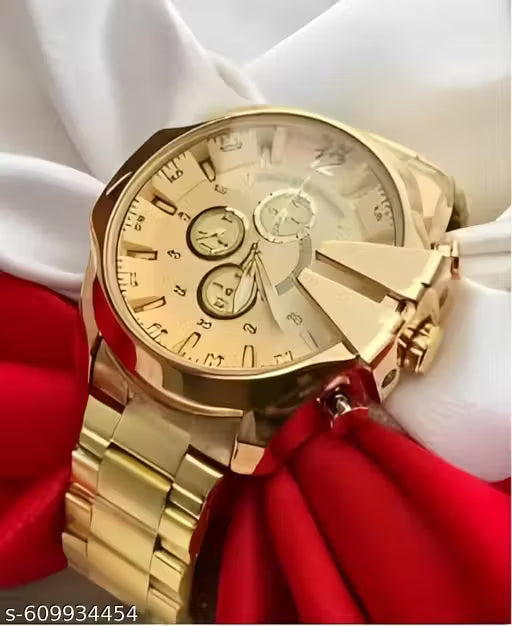 Luxury Golden Stainless Steel Men’s Analog Watch ⌚ | Stylish Royal Party Wear Wrist Watch for Boys & Men | Premium Golden Watch for Wedding, Gift & Daily Use
